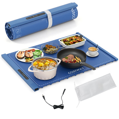Portable Electric Food Warming Mat, Rollable Tray With Fast Heating, Blue Food Warmers & Burners Blue at Gallery Canada