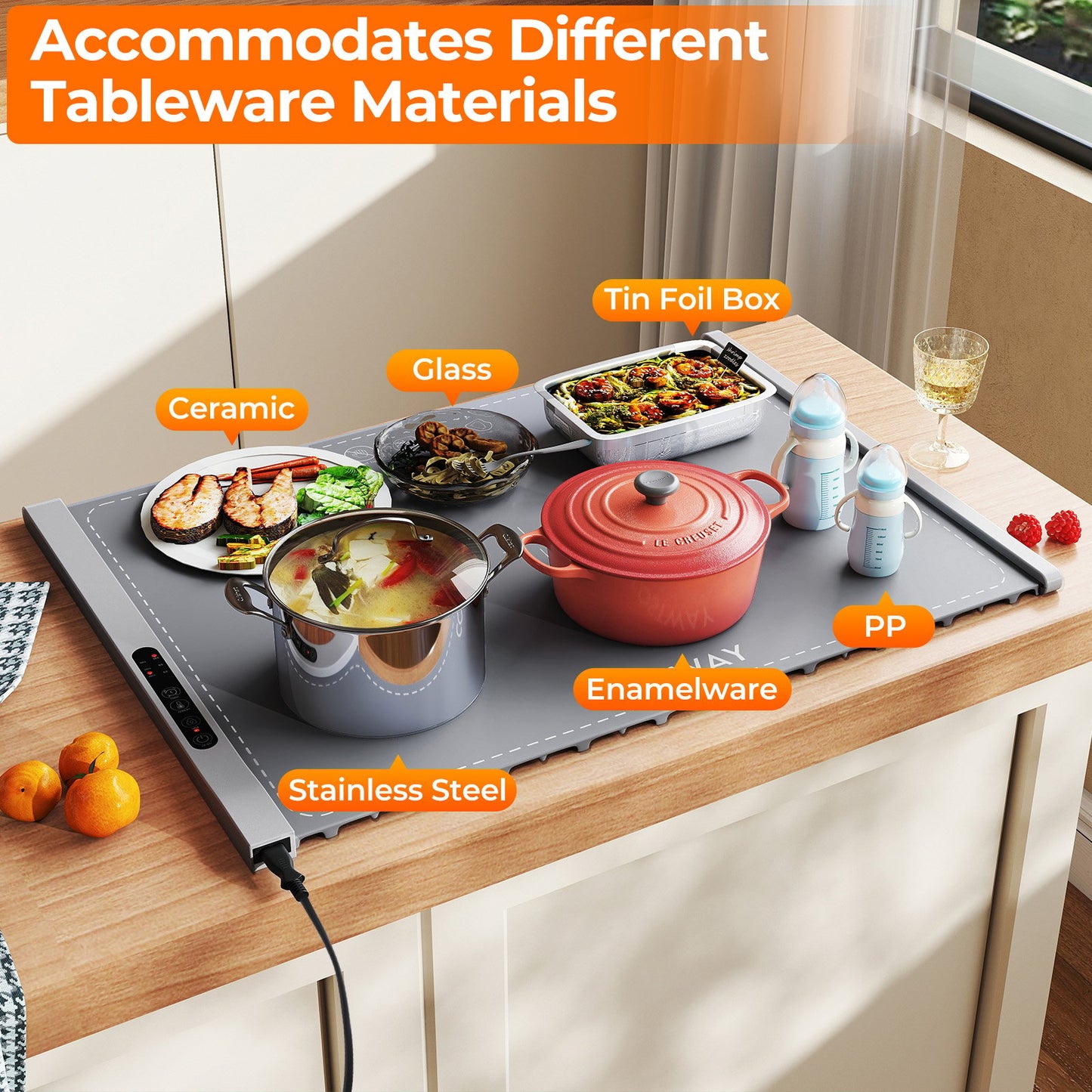 Food Warming Mat Rollable and Portable Electric Warming Tray with Fasting Heating, Gray Food Warmers & Burners at Gallery Canada