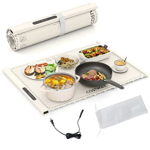 Rollable Portable Electric Food Warming Mat, Beige