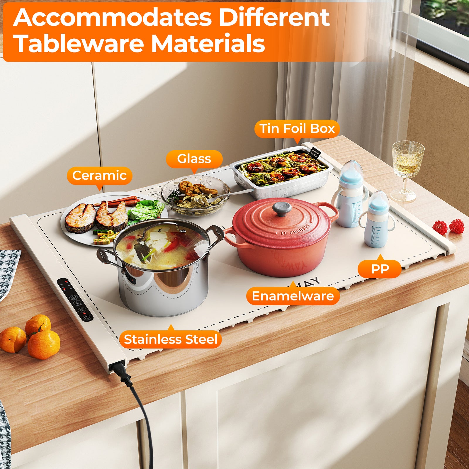 Food Warming Mat Rollable and Portable Electric Warming Tray with Fasting Heating, Beige Food Warmers & Burners at Gallery Canada