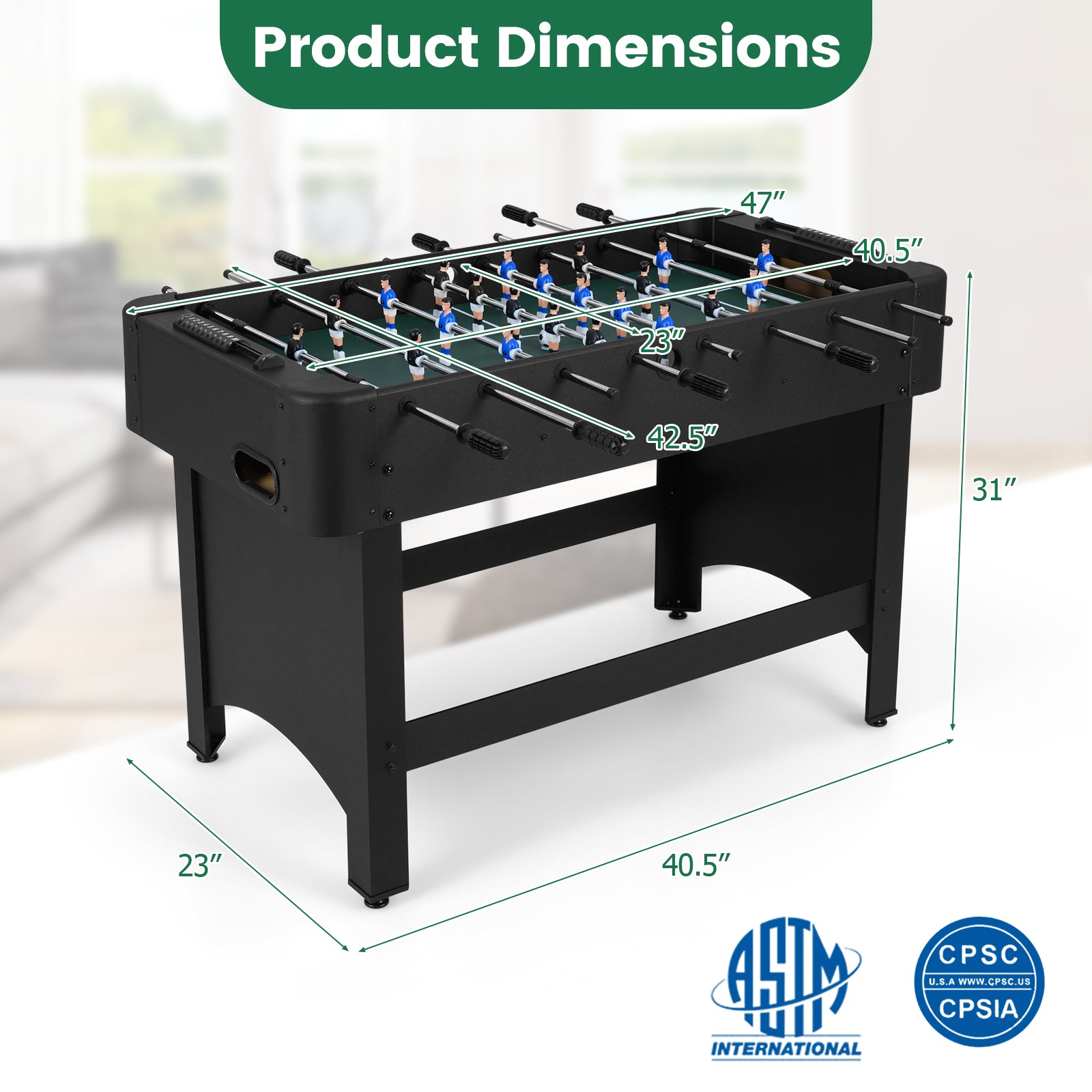 Foosball Table Competition Full Size Soccer Game Table with 22 Players, Black Game Room at Gallery Canada