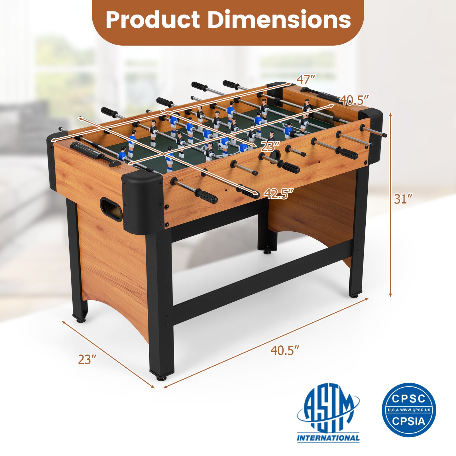 Foosball Table Competition Full Size Soccer Game Table with 22 Players, Natural Game Room at Gallery Canada