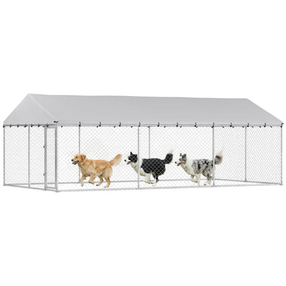 Galvanized Steel Outdoor Dog Kennel With Roof, Safety Locks, 19.7' x 9.8' x 7.1' Dog Kennels at Gallery Canada