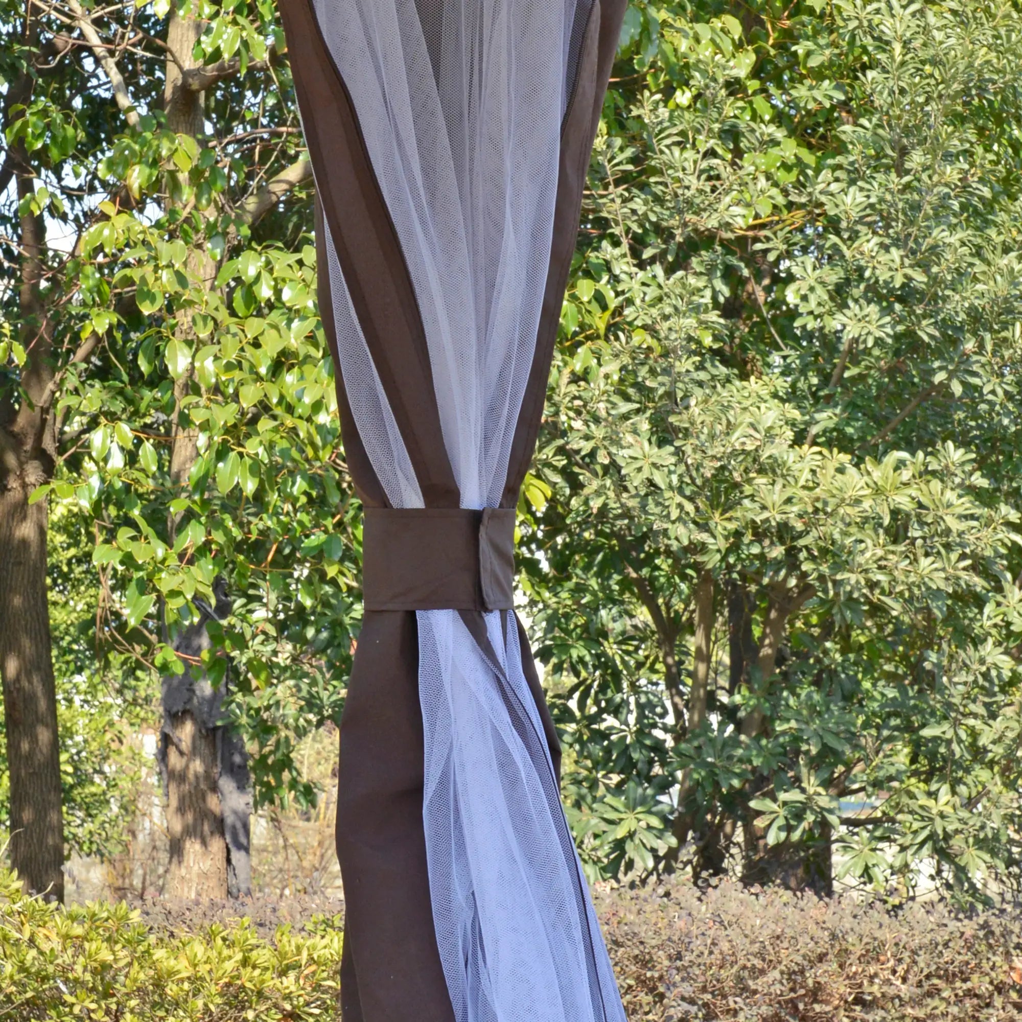12' x 12' Outdoor Gazebo, Dome Patio with Netting, Brown Gazebos at Gallery Canada