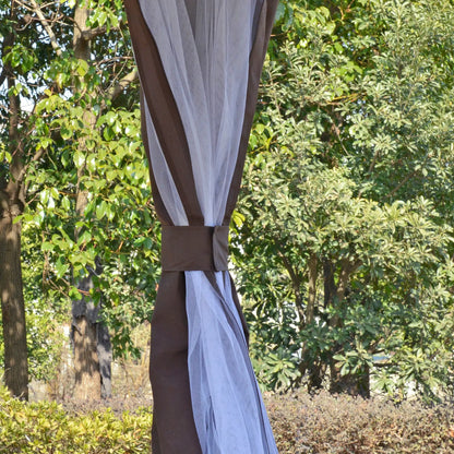 12' x 12' Outdoor Gazebo, Dome Patio with Netting, Brown Gazebos at Gallery Canada