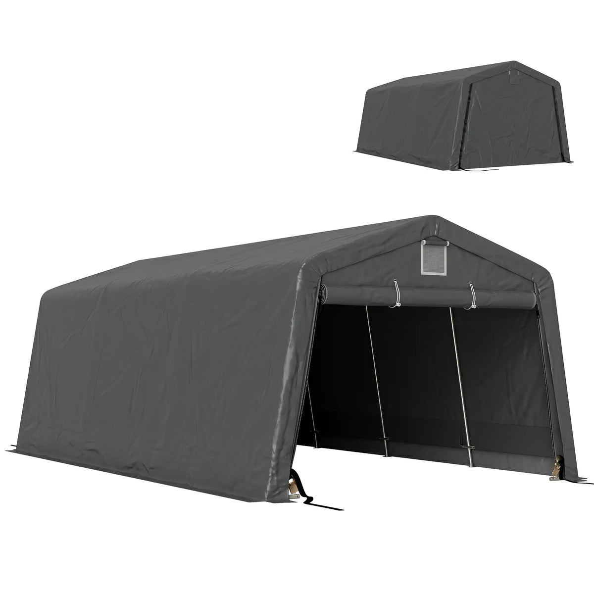 11' x 20' Portable Garage, Heavy Duty Carport Canopy, Dark Grey Car Shelters at Gallery Canada