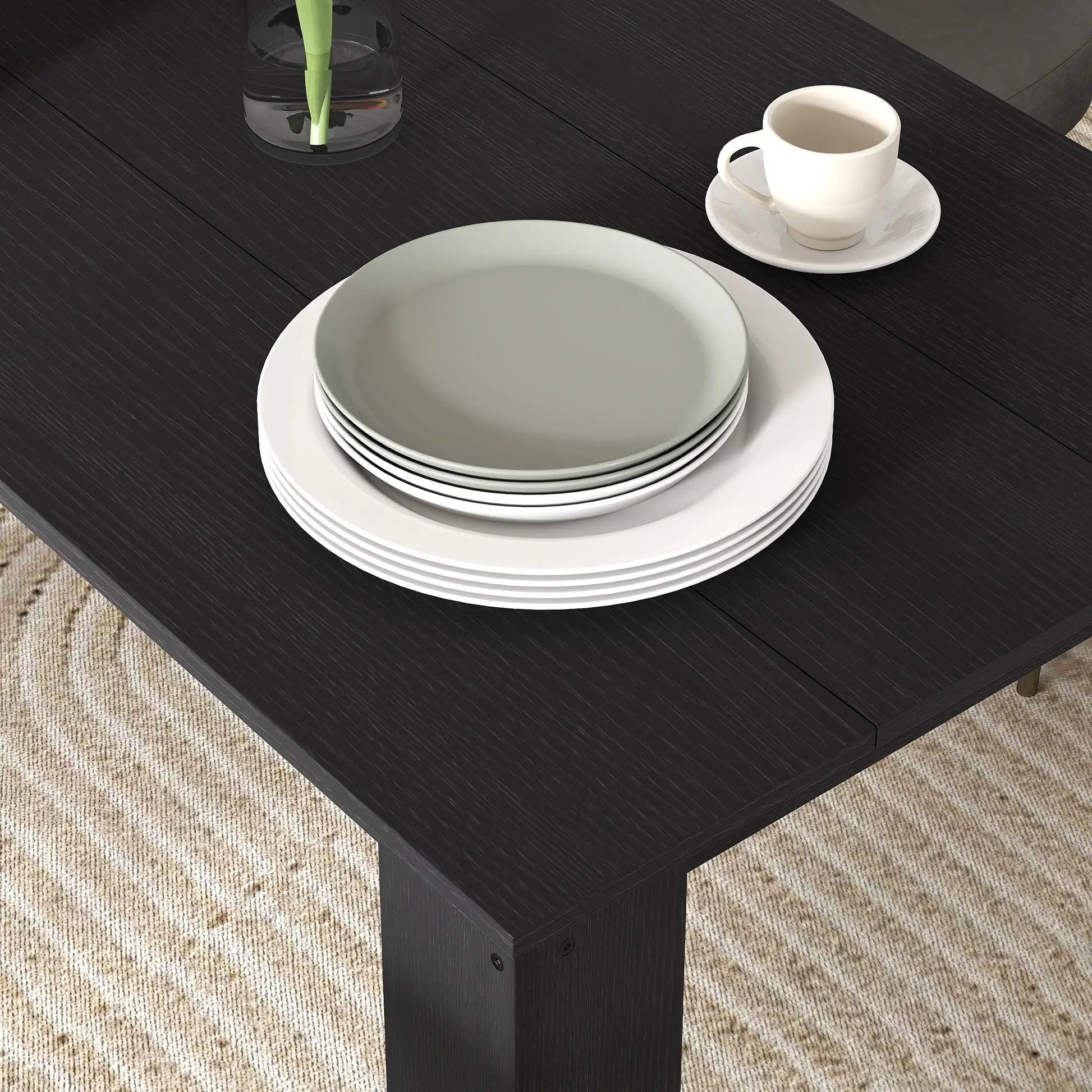 47" Kitchen Table for 4-6 People, Wood Effect, Black Dining Tables at Gallery Canada