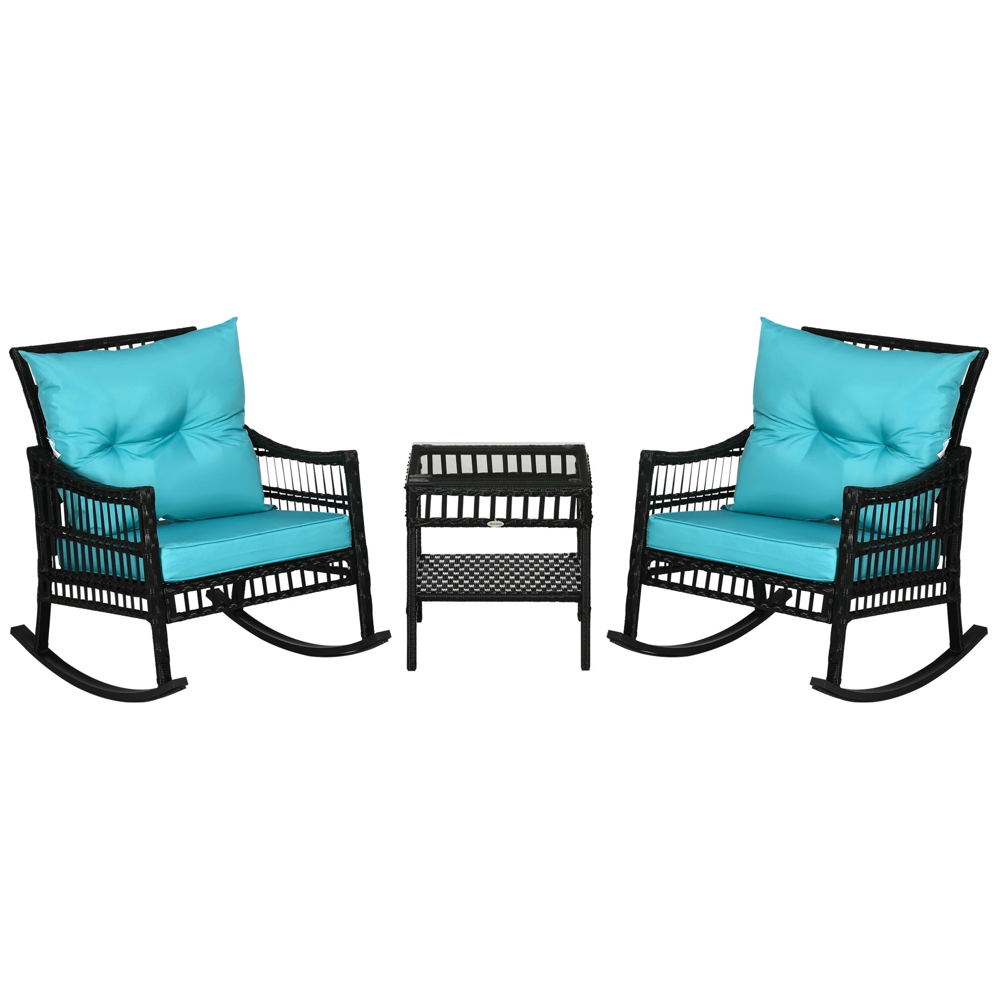 3-Piece Outdoor PE Rattan Rocker Chair Set, 25