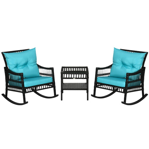 3-Piece Outdoor PE Rattan Rocker Chair Set, 25