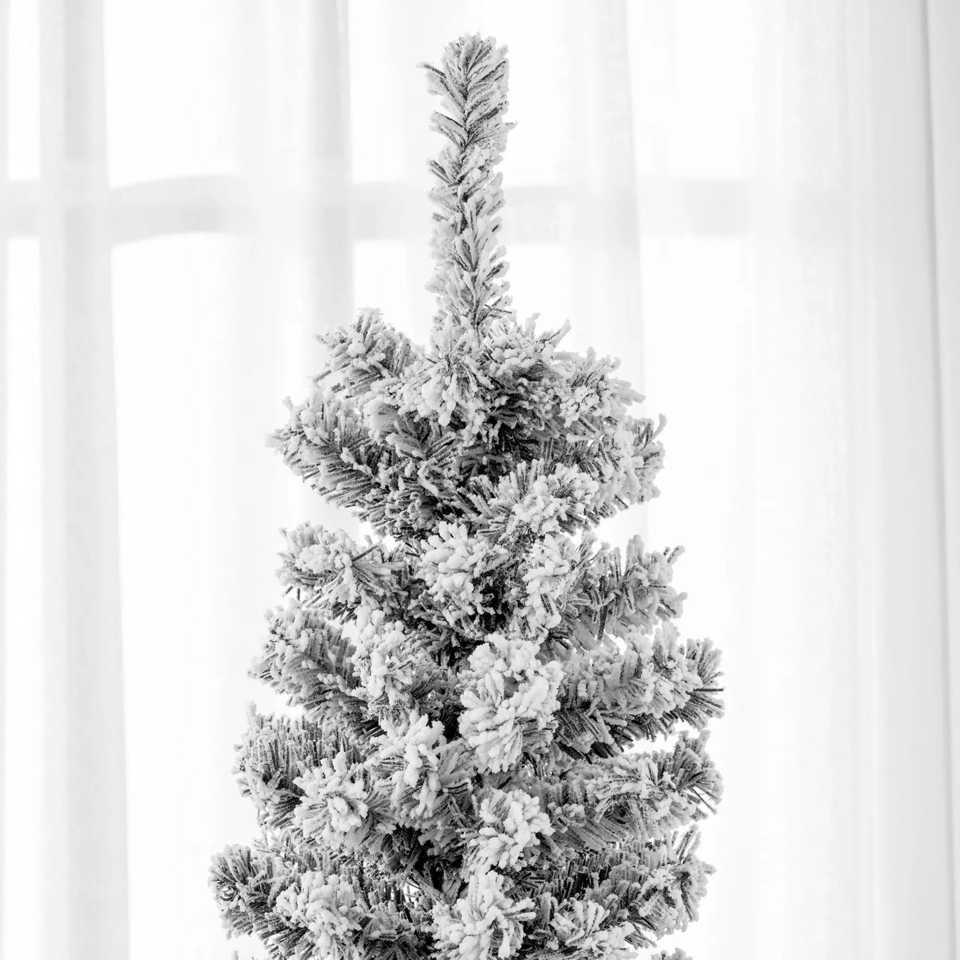 7.5ft Flocked Pencil Christmas Tree, Realistic Branch Tips, Black Flocked Christmas Trees at Gallery Canada