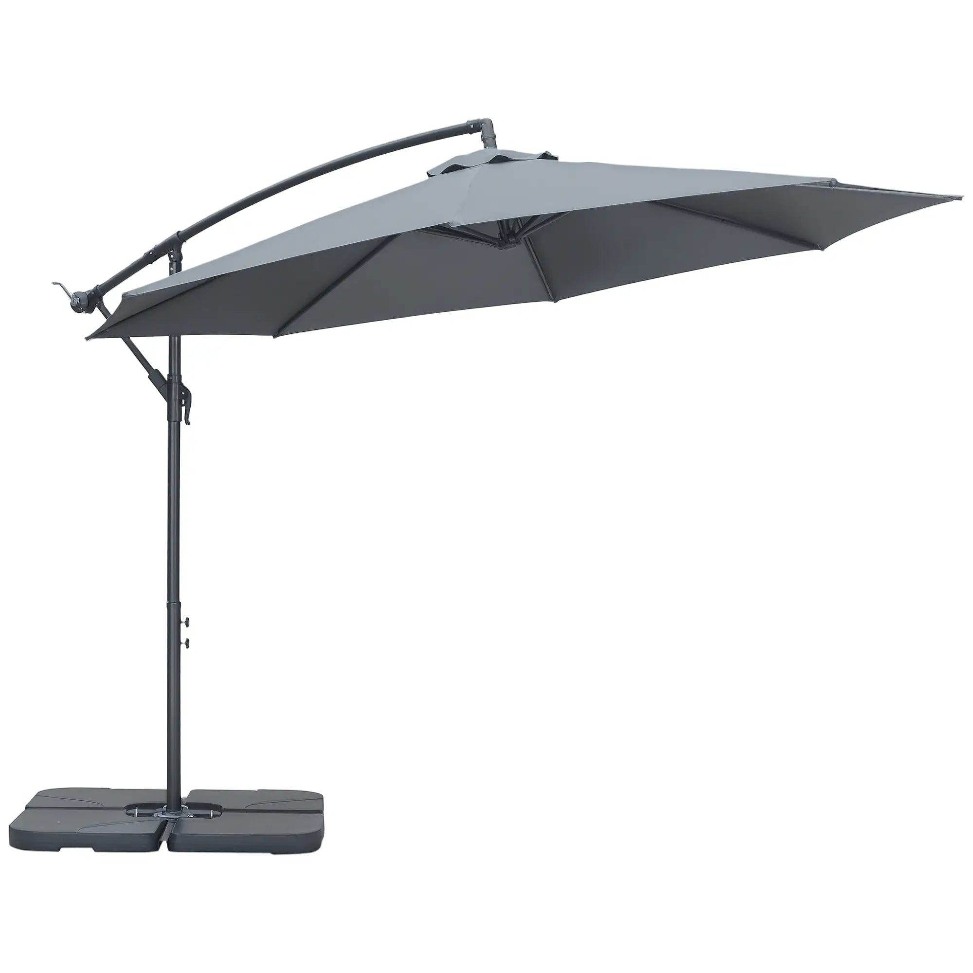 9.6ft Offset Patio Umbrella, Hanging Parasol, Crank, Dark Grey Cantilever Umbrellas at Gallery Canada