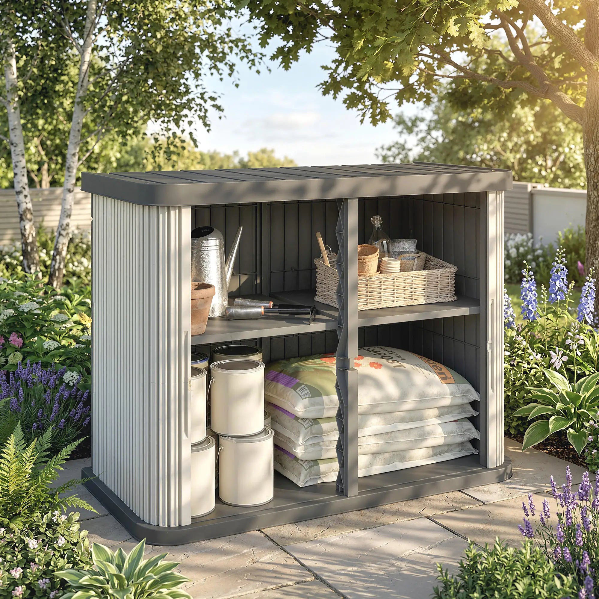 127 Gallon Outdoor Storage Box, UV Resistant, Light Brown Patio Storage Boxes at Gallery Canada