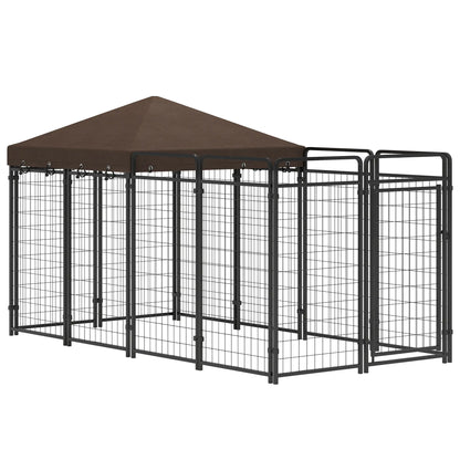 Outdoor Dog Kennel with Waterproof Canopy, Galvanized Chain Link Run, Black Houses, Kennels & Pens at Gallery Canada