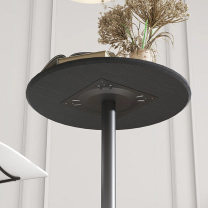 Round Table for 2, 40.2 Inch, Natural Wood, Steel Frame Bar Tables at Gallery Canada