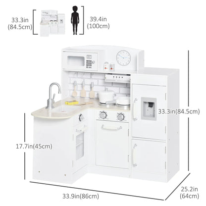 Kids Kitchen Play Set, Drinking Fountain, Microwave, White Play Kitchen at Gallery Canada
