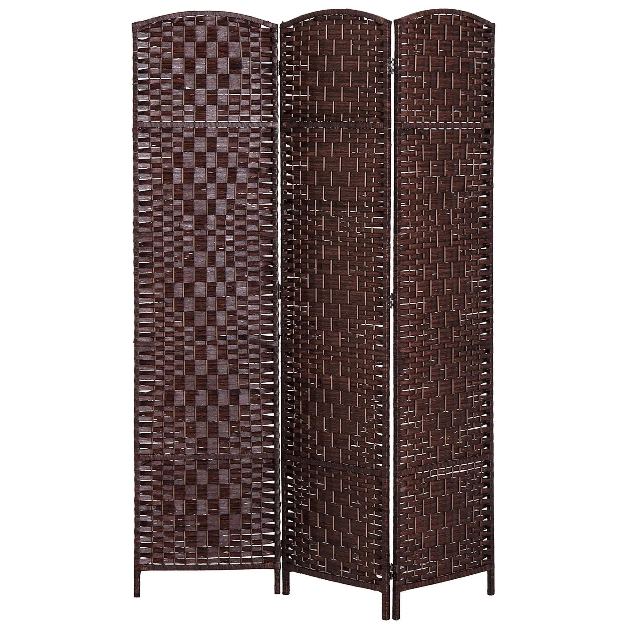 6ft Folding Room Divider, 3 Panel Wooden Frame, Brown Room Dividers Brown at Gallery Canada