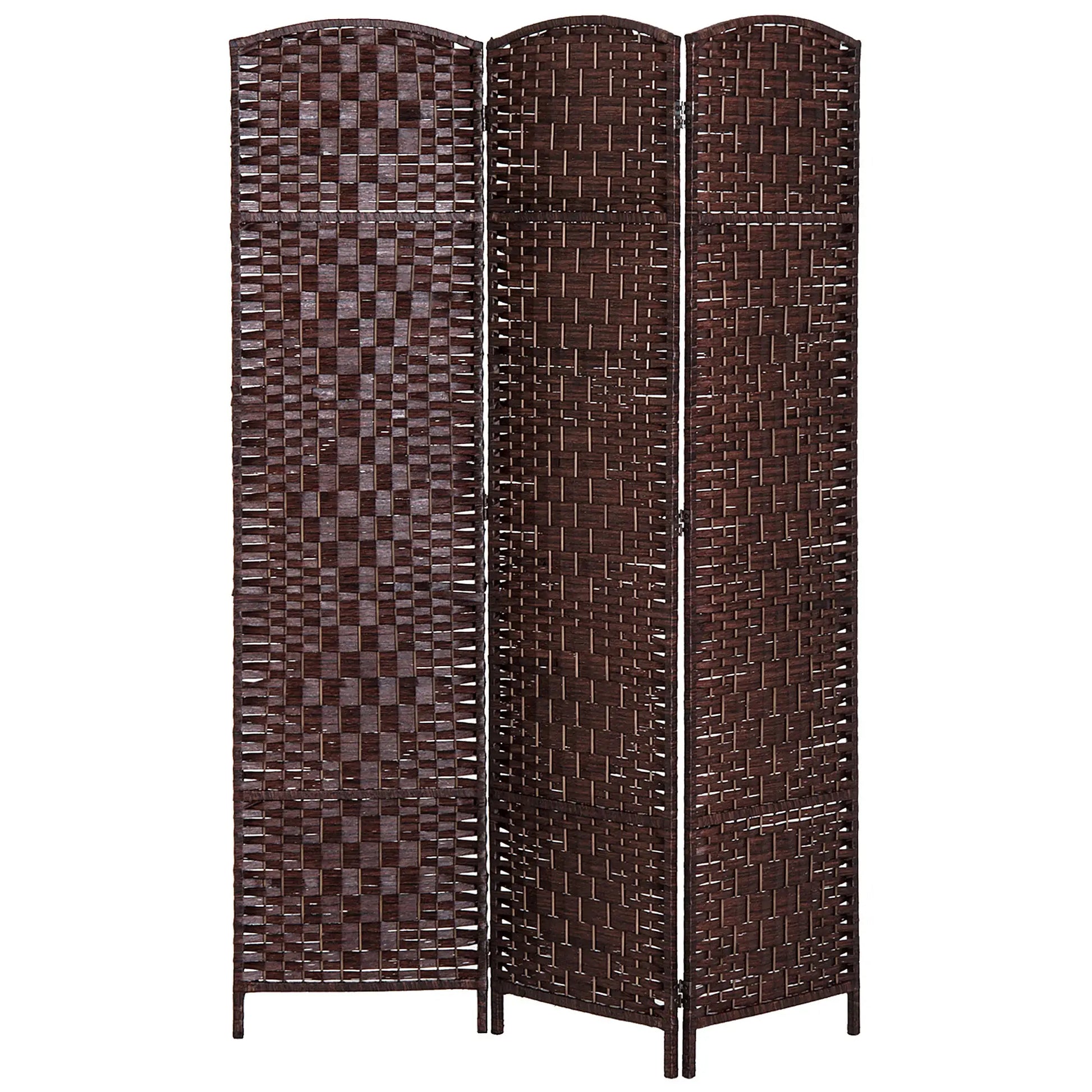 6ft Folding Room Divider, 3 Panel Wooden Frame, Brown Room Dividers Brown at Gallery Canada