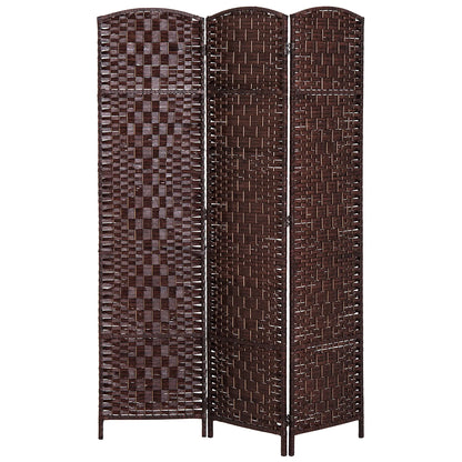 6ft Folding Room Divider, 3 Panel Wooden Frame, Brown Room Dividers Brown at Gallery Canada