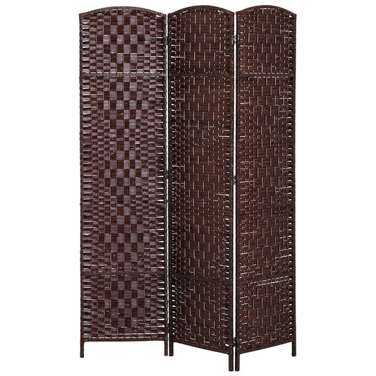 6ft Folding Room Divider, 3 Panel Wooden Frame, Brown Room Dividers Brown at Gallery Canada