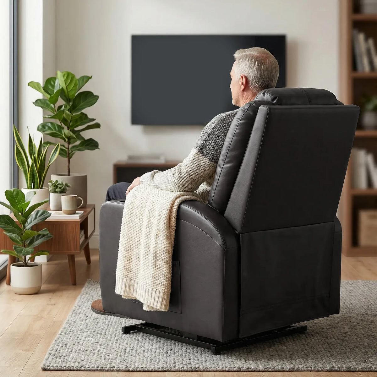 Power Lift Recliner Chair for Elderly, PU Leather, Black Electric Power Lift Chairs at Gallery Canada