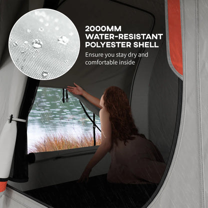2000mm Waterproof SUV Tent, 3 Doors, Mesh Window, 5-6 Person, Grey, Orange Camping Tents at Gallery Canada