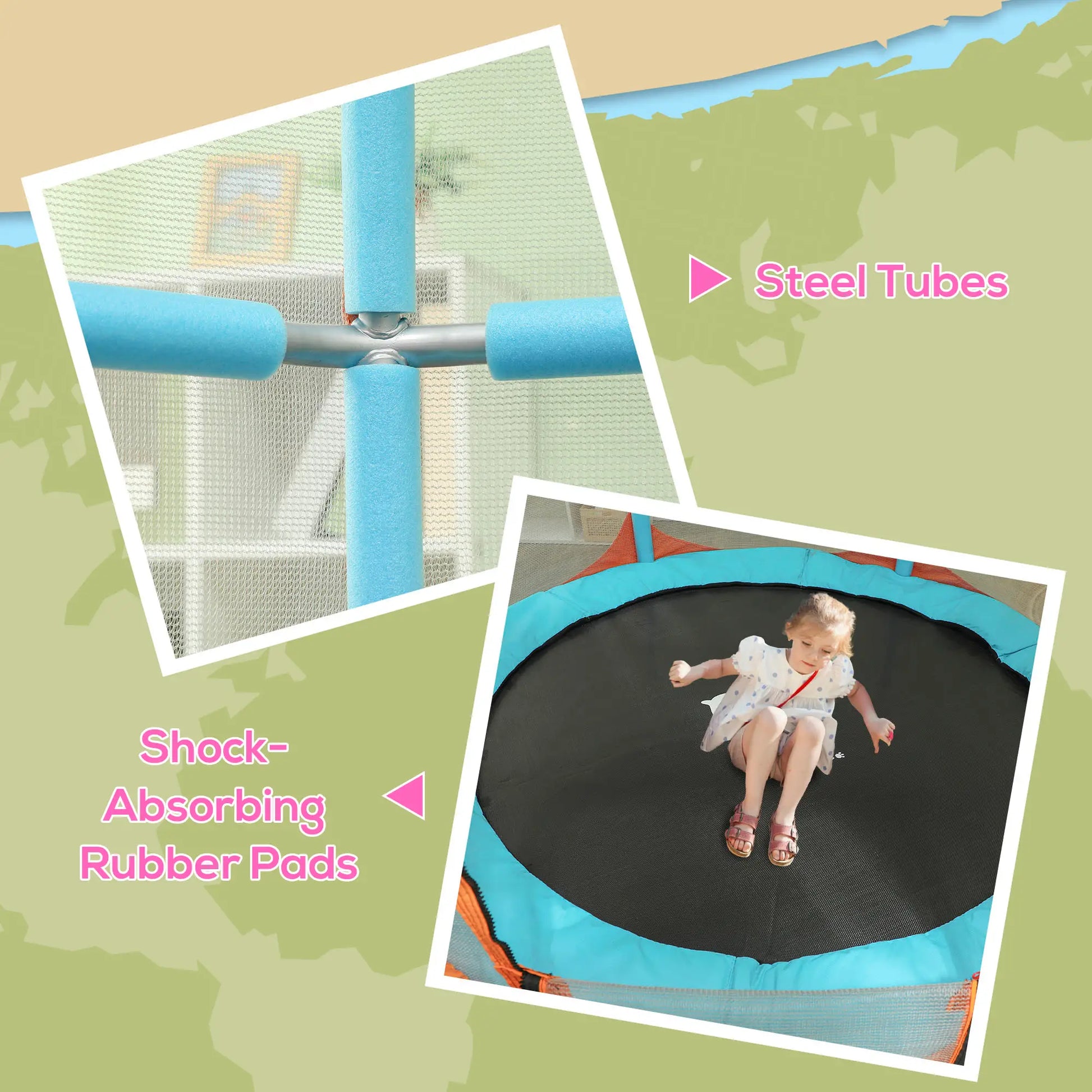 Kids Trampoline, 4.6FT with Handlebar, Safety Net, Blue Trampolines at Gallery Canada
