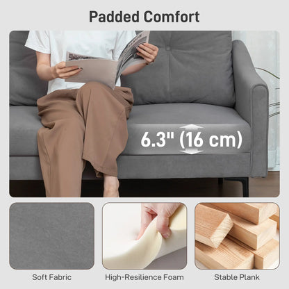 2 Seater Sofa, Small Size, Modern Couch with High-Resilience Foam, Grey 2-Seater Sofas at Gallery Canada