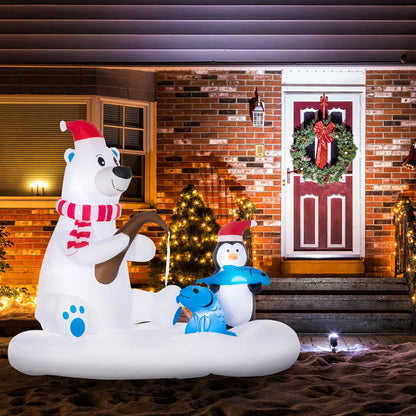 6ft Inflatable Polar Bear, Penguin with Santa Hat, LED Yard Display Christmas Inflatables at Gallery Canada