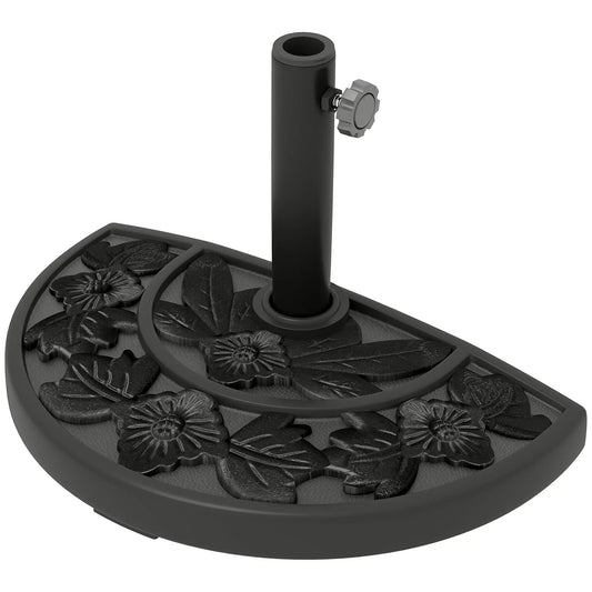 21 lbs Concrete Half Umbrella Base, Flower-Leaf Design, Black Umbrella Bases Black at Gallery Canada