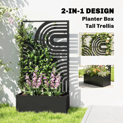 Metal Planter Box With Trellis, 44.5" Raised Garden Bed Privacy Screen Galvanized Planter Boxes at Gallery Canada