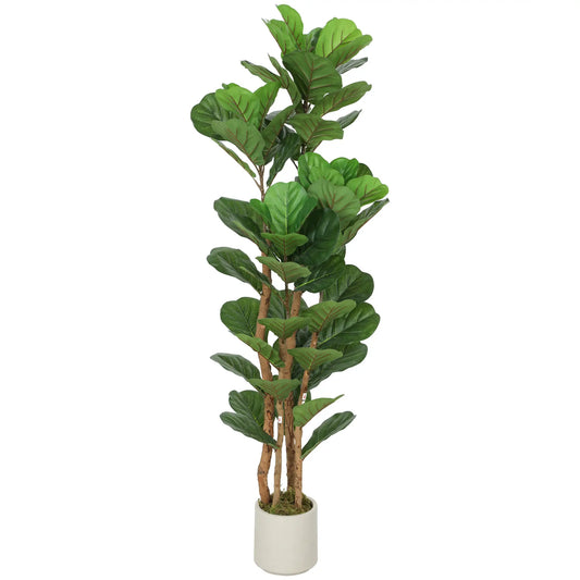 5FT Artificial Fiddle Leaf Fig Tree, Fake Potted Tree, Indoor Decor, Green Artificial Trees Green at Gallery Canada