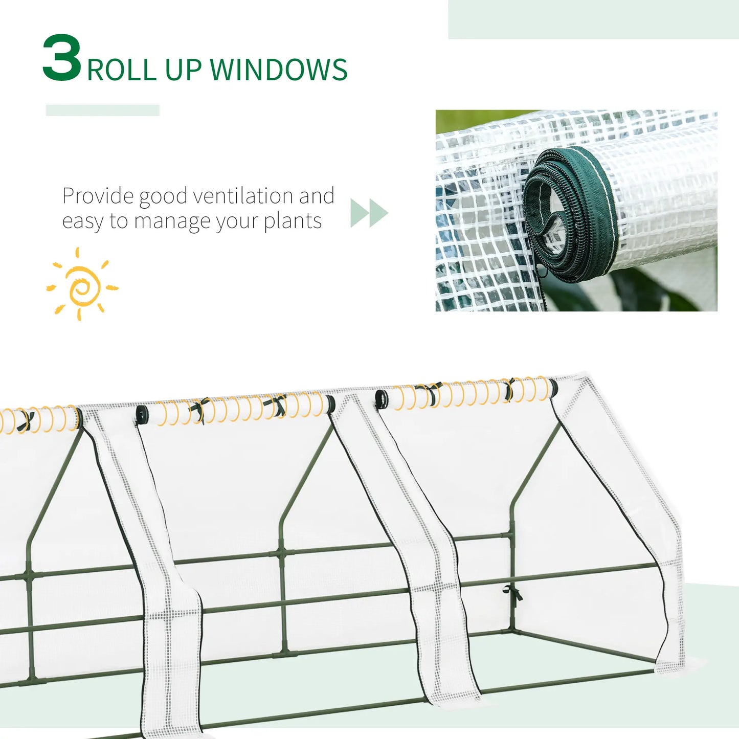 9' x 3' x 3' Mini Greenhouse, Portable with PE Cover, White Mini Greenhouses at Gallery Canada