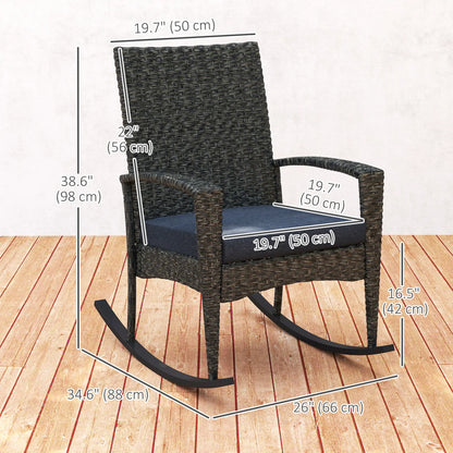 Outdoor Rocking Chair, Patio Wicker Chair, Removable Cushion, Navy Blue Outdoor Rocking Chairs at Gallery Canada
