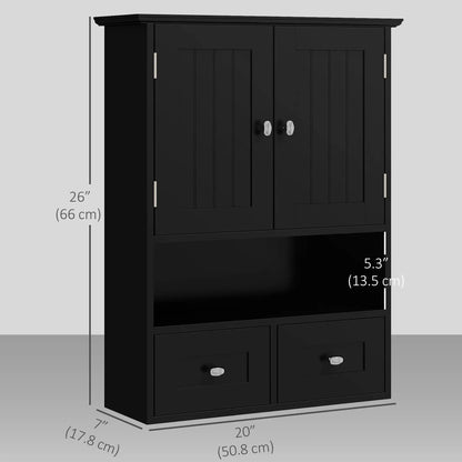 Medicine Cabinet, Bathroom Wall Cabinet with Shelf, Drawers, Black Wall Mounted Cabinets at Gallery Canada
