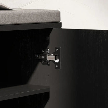 Shoe Storage Bench with Padded Seat, Entryway Bench, 8 Pairs, Black Wood Grain, Black Shoe Storage Cabinets & Racks at Gallery Canada