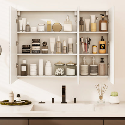 Frameless Bathroom Wall Mounted Mirror Cabinet with 3 Doors and Adjustable Shelves, White Wall Cabinets at Gallery Canada