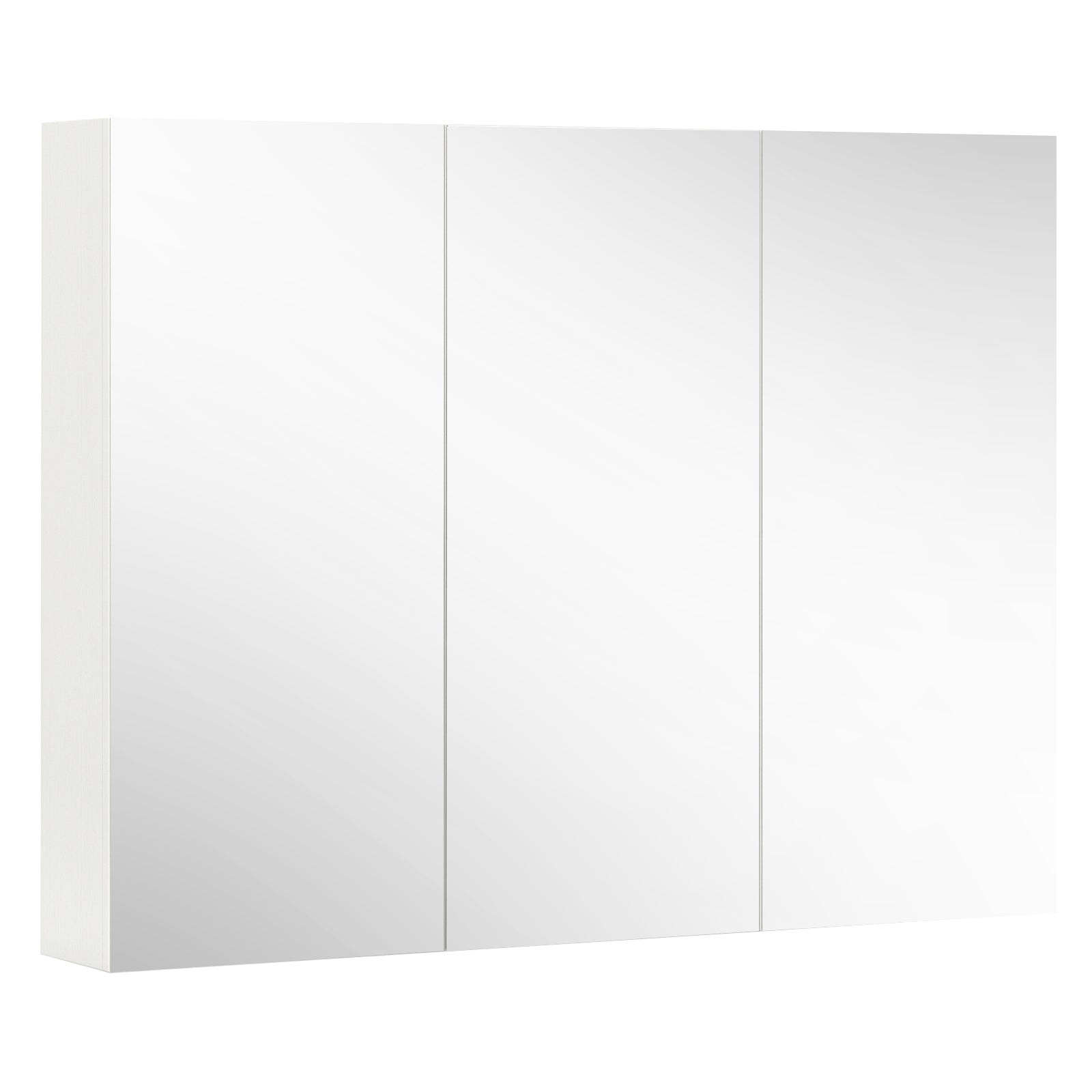 Frameless Bathroom Wall Mounted Mirror Cabinet with 3 Doors and Adjustable Shelves, White Wall Cabinets White at Gallery Canada