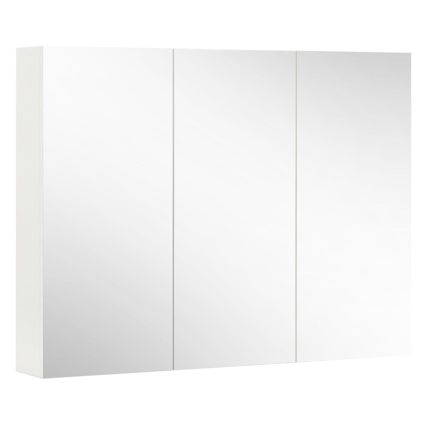 Frameless Wall Mounted Mirror Cabinet, 3 Doors, Adjustable Shelves, White Wall Cabinets White at Gallery Canada