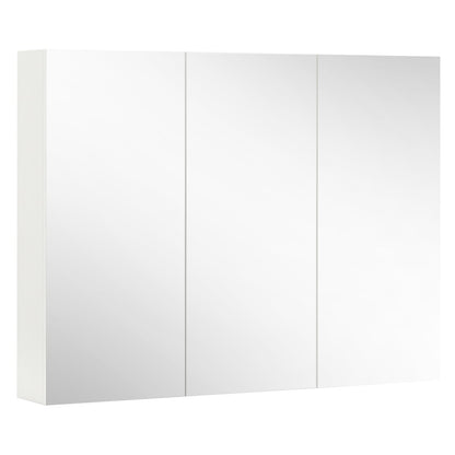 Frameless Wall Mounted Mirror Cabinet, 3 Doors, Adjustable Shelves, White Wall Cabinets White at Gallery Canada