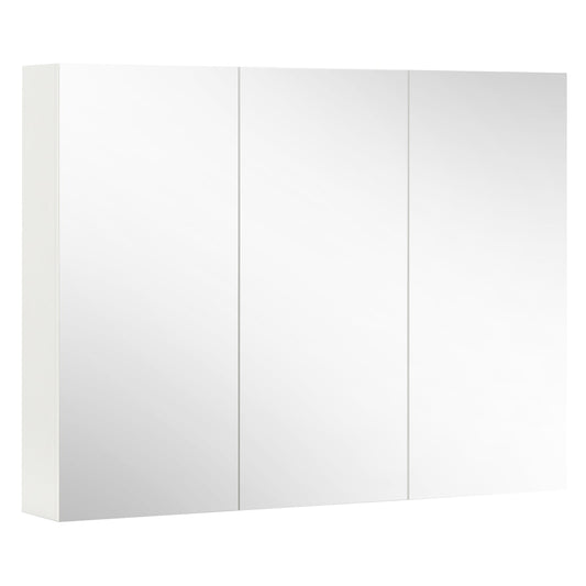 Frameless Wall Mounted Mirror Cabinet, 3 Doors, Adjustable Shelves, White Wall Cabinets White at Gallery Canada