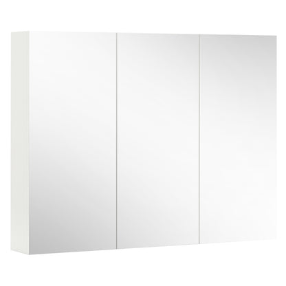 Frameless Wall Mounted Mirror Cabinet, 3 Doors, Adjustable Shelves, White Wall Cabinets at Gallery Canada