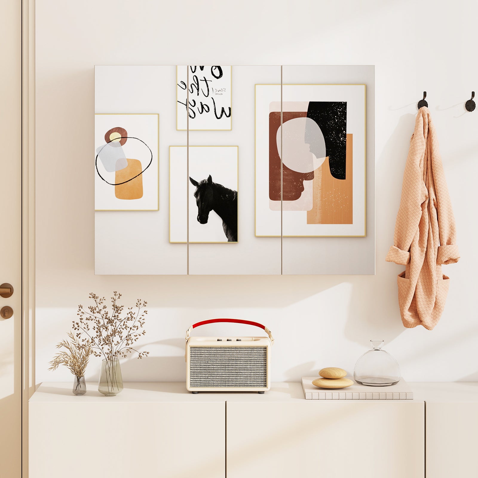 Frameless Bathroom Wall Mounted Mirror Cabinet with 3 Doors and Adjustable Shelves, White Wall Cabinets at Gallery Canada