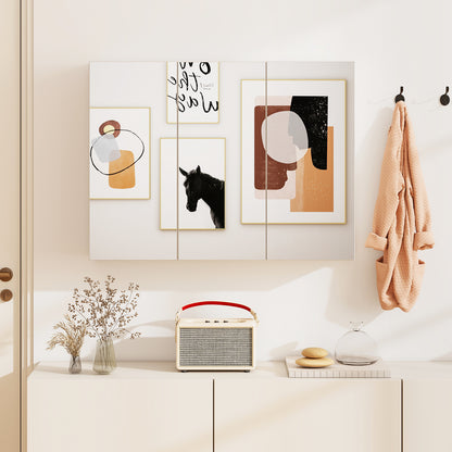 Frameless Bathroom Wall Mounted Mirror Cabinet with 3 Doors and Adjustable Shelves, White Wall Cabinets at Gallery Canada