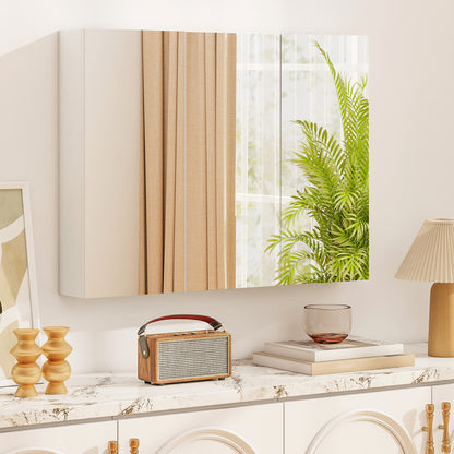 Frameless Bathroom Wall Mounted Mirror Cabinet with 3 Doors and Adjustable Shelves, White Wall Cabinets at Gallery Canada