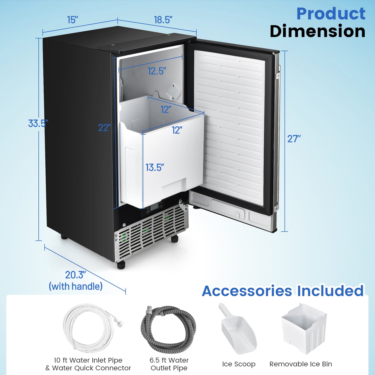 Undercounter Ice Maker, Free-Standing, Silver Ice Makers at Gallery Canada