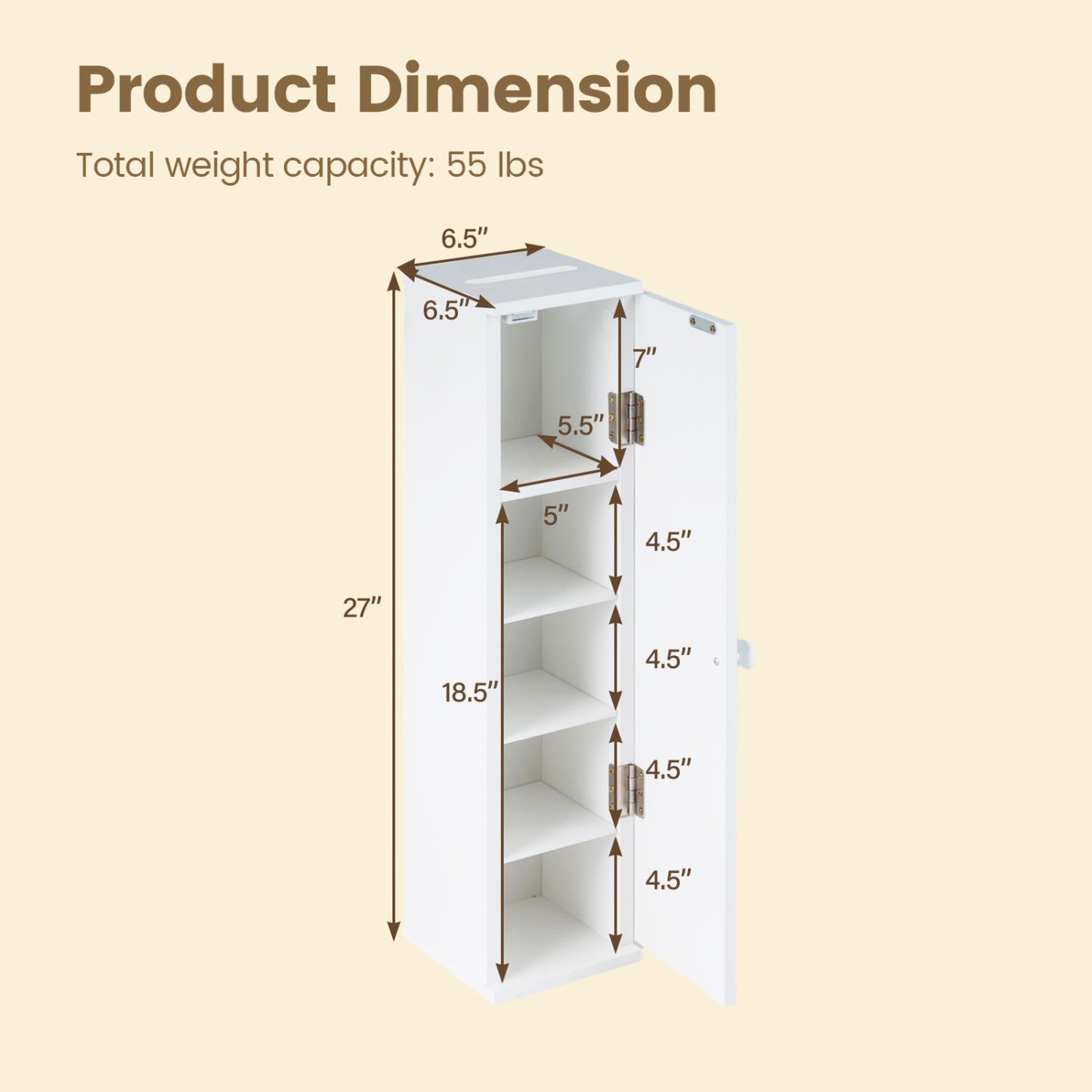 Free Standing Toilet Paper Holder, 4 Shelves With Top Slot, White Floor Cabinets at Gallery Canada