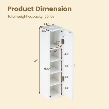 Free Standing Toilet Paper Holder, 4 Shelves With Top Slot, White Floor Cabinets at Gallery Canada