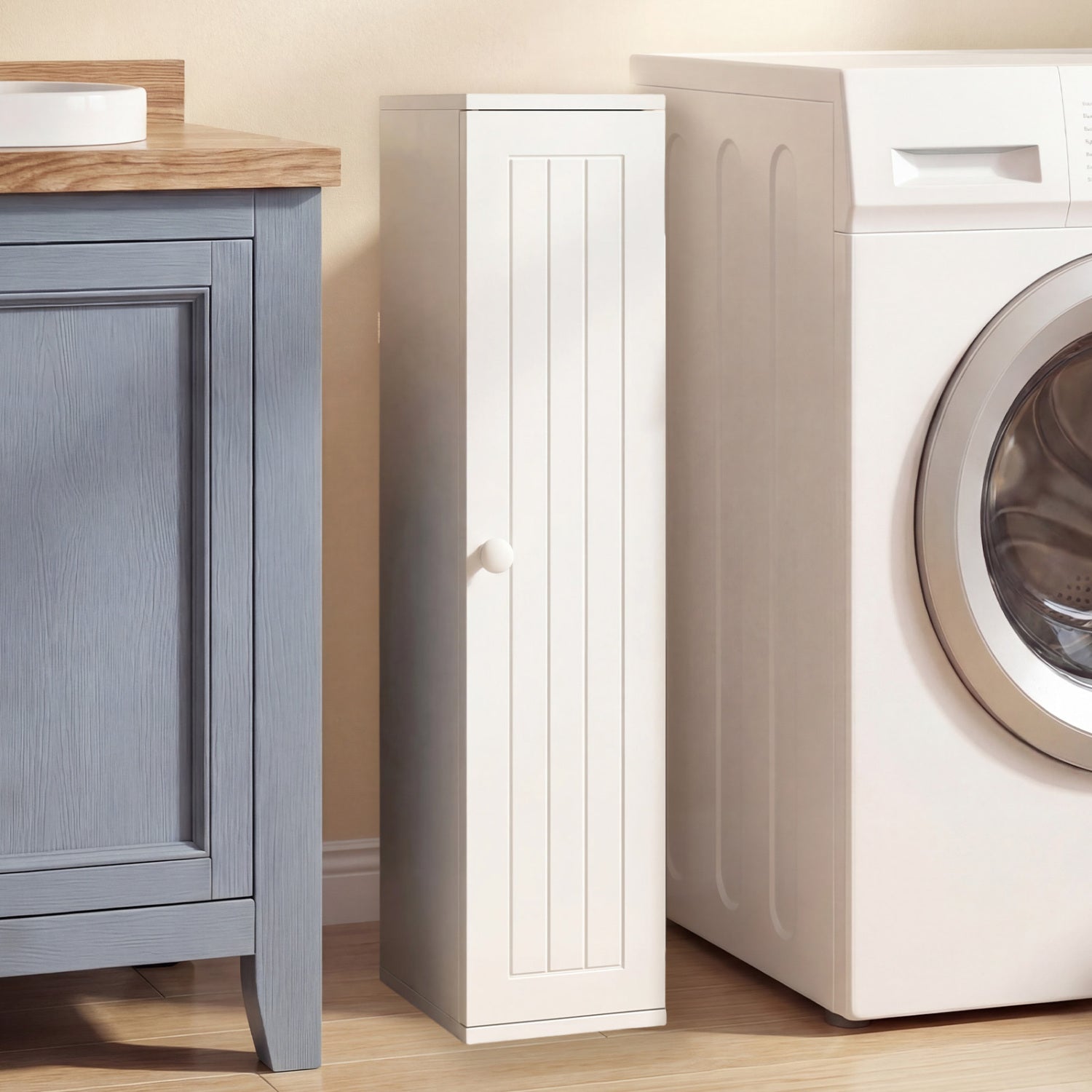 Free Standing Toilet Paper Holder, 4 Shelves With Top Slot, White Floor Cabinets at Gallery Canada