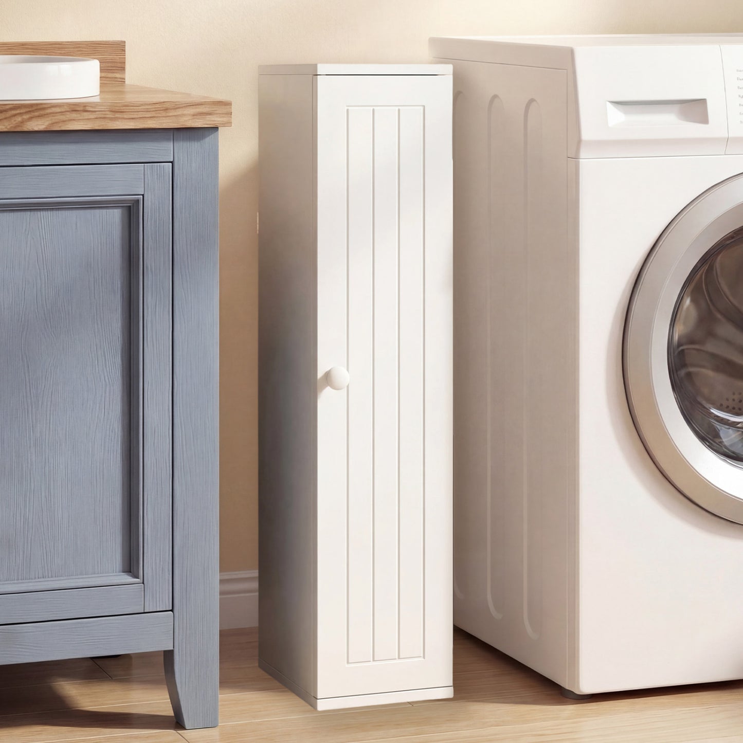 Free Standing Toilet Paper Holder, 4 Shelves With Top Slot, White Floor Cabinets at Gallery Canada