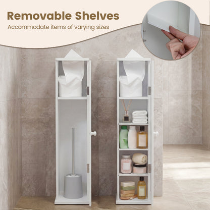 Free Standing Toilet Paper Holder, 4 Shelves With Top Slot, White Floor Cabinets at Gallery Canada
